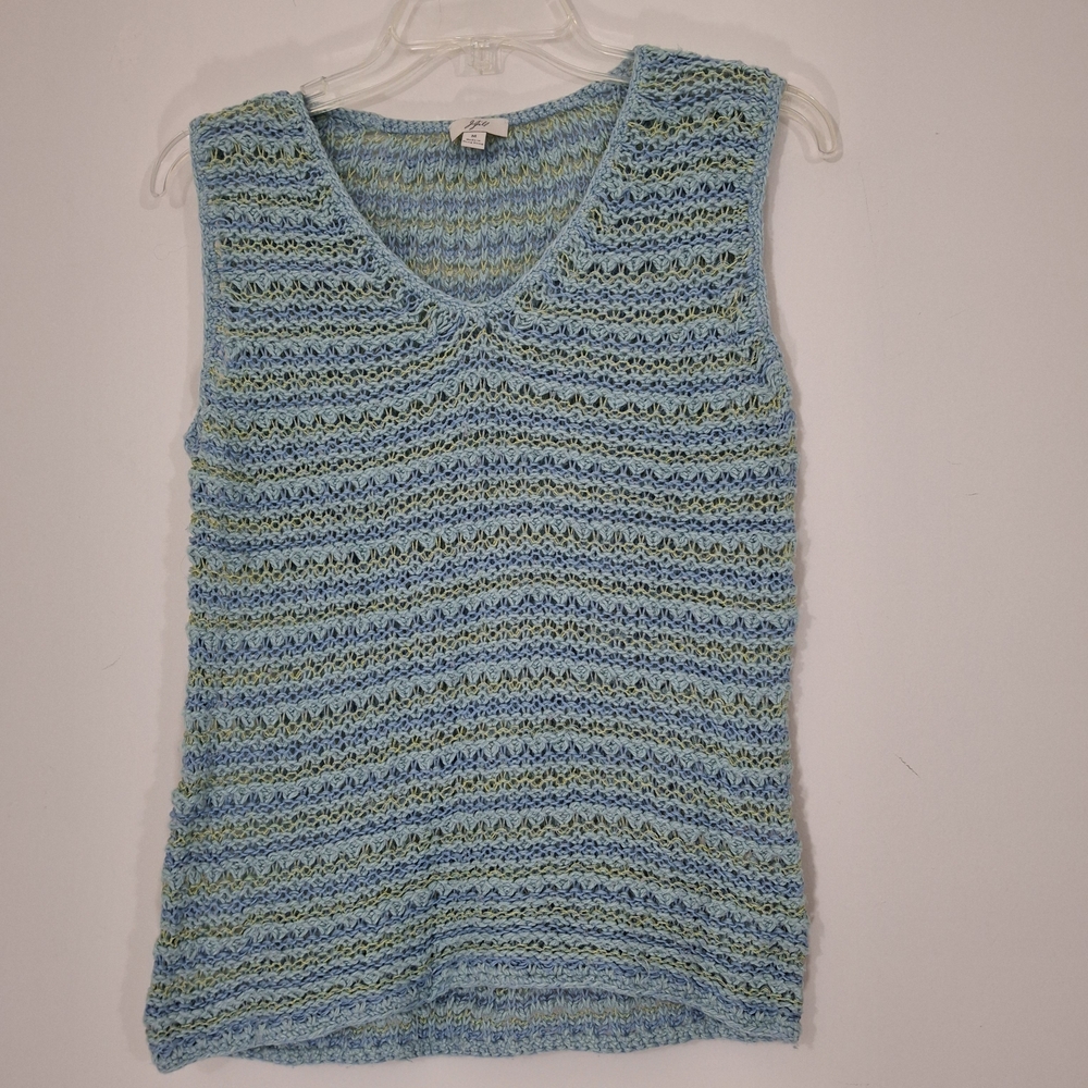 J. Jill Chic Knit Tank Top in Blue and Green, Size MED